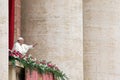Pope Francis gives the blessing Urbi et orbi from the central balcony of the Basilica of San Pietro Royalty Free Stock Photo