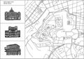 Vatican city map with hand-drawn architecture icons Royalty Free Stock Photo