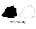 Vatican City Map. Holy See Black silhouette and outline map isolated on white background. Vatican City State Territory Border EPS Royalty Free Stock Photo