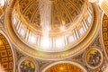 VATICAN CITY - MAY 07, 2019: Ray of light in the dome. Interior of the Saint Peters Basilica, Vatican in Rome, Italy Royalty Free Stock Photo