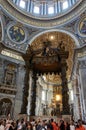View of the main Altar Baldachin, by Bernini at the Basilica of Saint Peter in the Vatican Royalty Free Stock Photo