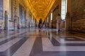 Vatican city museum. Gallery of maps. Hall with marble floor and gold ceiling.