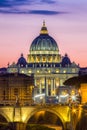 Vatican City, Rome, Italy, Beautiful Vibrant Night image Panoram Royalty Free Stock Photo