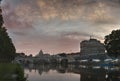 Vatican City, Rome, Italy, Beautiful Vibrant Night image Panorama of St. Peter`s Basilica Royalty Free Stock Photo