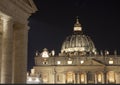 Saint Peter`s basilica in Rome by night Royalty Free Stock Photo