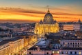 Vatican City at St. Peter`s Basilica During Sunset Royalty Free Stock Photo