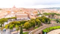 Vatican City with St. Peter`s Basilica. Panoramic skyline view from Castel Sant`Angelo, Rome, Italy Royalty Free Stock Photo