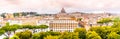 Vatican City with St. Peter`s Basilica. Panoramic skyline view from Castel Sant`Angelo, Rome, Italy Royalty Free Stock Photo