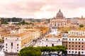 Vatican City with St. Peter`s Basilica. Panoramic skyline view from Castel Sant`Angelo, Rome, Italy Royalty Free Stock Photo