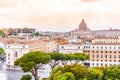 Vatican City with St. Peter`s Basilica. Panoramic skyline view from Castel Sant`Angelo, Rome, Italy Royalty Free Stock Photo