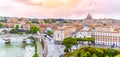 Vatican City with St. Peter`s Basilica. Panoramic skyline view from Castel Sant`Angelo, Rome, Italy Royalty Free Stock Photo