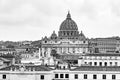 Vatican City with St. Peter`s Basilica. Panoramic skyline view from Castel Sant`Angelo, Rome, Italy Royalty Free Stock Photo