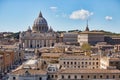 Vatican city. St Peter`s Basilica. Panoramic view of Rome and St. Peter`s Basilica, Italy. Royalty Free Stock Photo