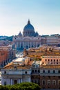 Vatican city. St Peter`s Basilica. Panoramic view of Rome and St. Peter`s Basilica, Italy Royalty Free Stock Photo