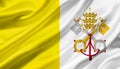 Vatican City State flag waving with the wind, 3D illustration. Royalty Free Stock Photo