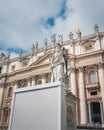 Vatican City - Statue of Saint Paul in front of St. Peter`s Basilica at St. Peter`s Square. Royalty Free Stock Photo