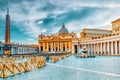 VATICAN CITY, VATICAN- MAY 08, 2017 : St. Peter`s Square and St. Peter`s Basilica, Vatican City, Italy