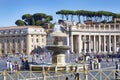 View of Saint Peter`s square with the ancient fountain - Vatican City Royalty Free Stock Photo
