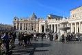 VATICAN - DEC 28: Front view of St. Peters basilica from St. Peter`s square in Vatican City, 28 December 2018, Italy. Vatican is Royalty Free Stock Photo