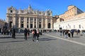 VATICAN - DEC 28: Front view of St. Peters basilica from St. Peter`s square in Vatican City, 28 December 2018, Italy. Vatican is