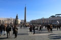 VATICAN - DEC 28: Front view of St. Peters basilica from St. Peter`s square in Vatican City, 28 December 2018, Italy. Vatican is Royalty Free Stock Photo