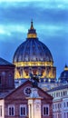 Vatican Dome Buildings Night Rome Italy