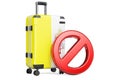 Vatican Entry Ban. Suitcase with Vatican flag and prohibition sign. 3D rendering Royalty Free Stock Photo