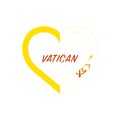 Vatican flag in heart. I love my country. sign. Stock vector illustration isolated on white background Royalty Free Stock Photo