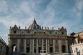 Vatican,impressive St peter`s church facade over turquoise sky background,italy