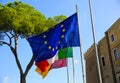 Vatican, Italian and European flag in Rome, Italy Royalty Free Stock Photo