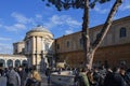 Crowd at the yard of the Museum of Vatican. The Museum is one of the most famous travel