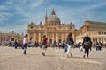 Vatican, Italy - July 15, 2018: Tourists on Basilica di San Pietro. Rome, Saint Peter Square Royalty Free Stock Photo