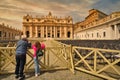 Vatican, Italy - July 15, 2018: Tourists on Basilica di San Pietro. Rome, Saint Peter Square Royalty Free Stock Photo