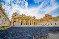 VATICAN, ITALY - JUNE 13, 2015: Everything ready for weekly general papal audience outside Basilica at Vatican.
