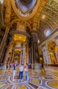 VATICAN, ITALY - JUNE 13, 2015: Side hall view of Saint Peter Basilica at Vaticano, indoors view of spectacular place