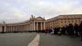 Vatican, Jan. 2, 2023: Queue of people waiting to enter at St. Peter\'s Basilica to see the body of Pope Benedict XVI Royalty Free Stock Photo