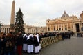 Vatican, Jan. 2, 2023: Queue of people waiting to enter at St. Peter's Basilica to see the body of Pope Benedict XVI Royalty Free Stock Photo