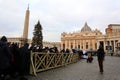 Vatican, Jan. 2, 2023: Queue of people waiting to enter at St. Peter's Basilica to see the body of Pope Benedict XVI Royalty Free Stock Photo