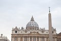 Vatican obelisk and Dome of Saint Peters Basilica in Rome, Italy Royalty Free Stock Photo