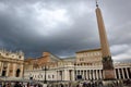 Vatican Obelisk, Maderno Fountain, BerniniÃÂ´s Colonnade and Saint PeterÃÂ´s Basilica on the Saint PeterÃÂ´s Square in Rome