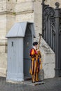 Vatican - 06 October 2022: Member of Pontifical Swiss Guard in Vatican