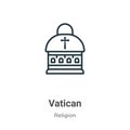 Vatican outline vector icon. Thin line black vatican icon, flat vector simple element illustration from editable religion concept