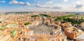 Vatican panorama and statues on the top of St Peter`s Basilica, Italy