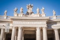 VATICAN, ROME, ITALY - NOVEMBER 17, 2017: Columns and plaque on the right side of Vatican Square Royalty Free Stock Photo