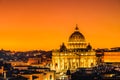 Sunset view of St. Peter's Basilica in Vatican City, Rome, Italy Royalty Free Stock Photo