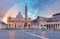Vatican - Saint Peter's square with rainbow, Rome