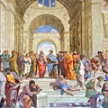 The school of Athens by Raphael in Apostolic Palace in Vatican City Royalty Free Stock Photo