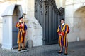 Vatican soldiers. Swiss Guard of the Vatican. The dress uniform of the Swiss Guardsman. Vatican. Rome. Italy Royalty Free Stock Photo