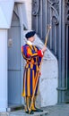 Vatican soldiers. Swiss Guard of the Vatican. The dress uniform of the Swiss Guardsman. Vatican. Rome. Italy Royalty Free Stock Photo