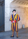 Vatican soldiers. Swiss Guard of the Vatican. The dress uniform of the Swiss Guardsman. Vatican. Rome. Italy Royalty Free Stock Photo